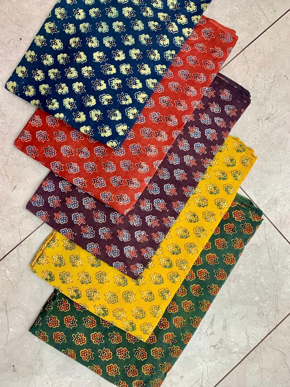 Multicolour Ajrakh handblock printed cotton fabric for wholesale buyers—vibrant traditional craft by Fabtexs.